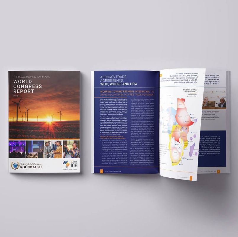 Open annual report showing editorial page layout